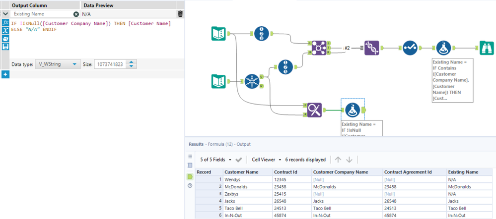 Using formula to compare two columns - Alteryx