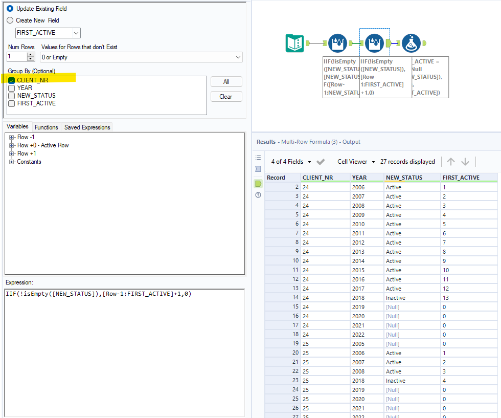 Issues with multi row formula - Alteryx