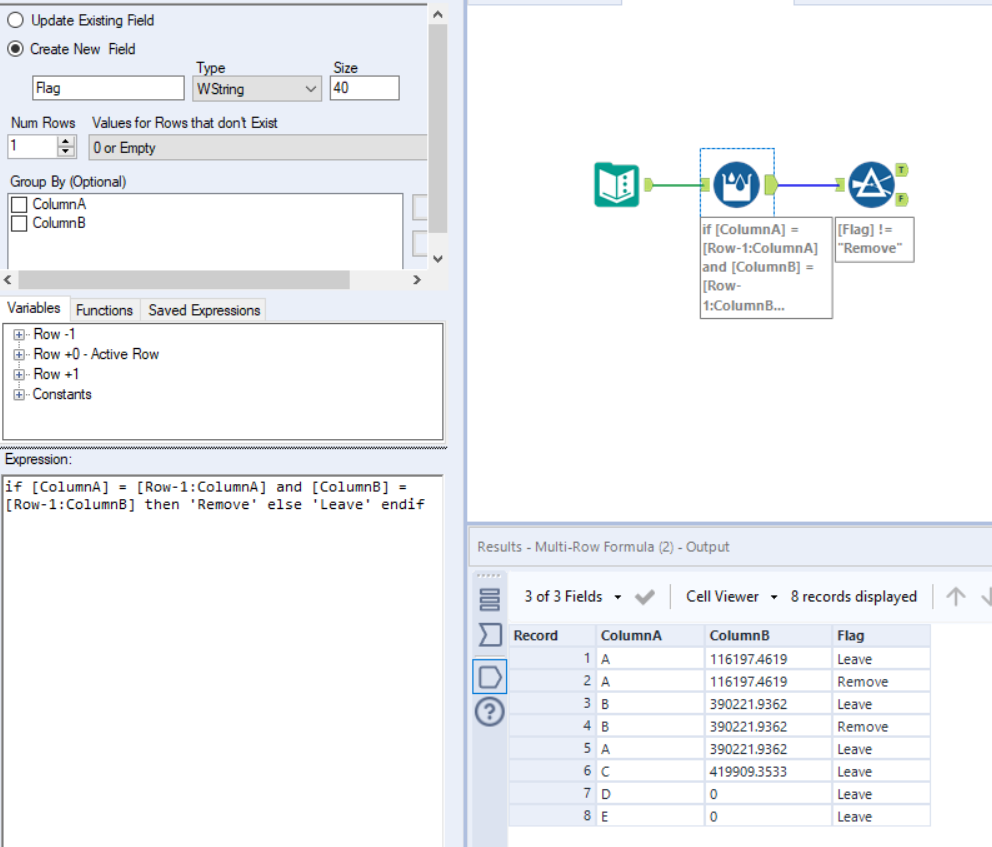 Removing a duplicated row based on the entries of a different field ...