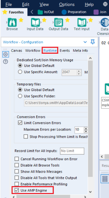 How is the engine chosen for a particular workflow - Alteryx