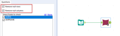 delete null rows and columns - Alteryx