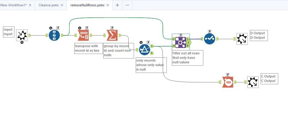 Filtering Data to exclude all NULL rows - Alteryx