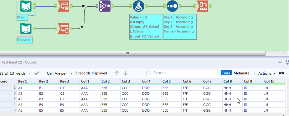 Replace Values in Columns in a Table using a different Table - Alteryx