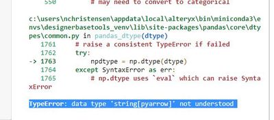 TypeError: data type 'string[pyarrow]' not understood - using Python ...