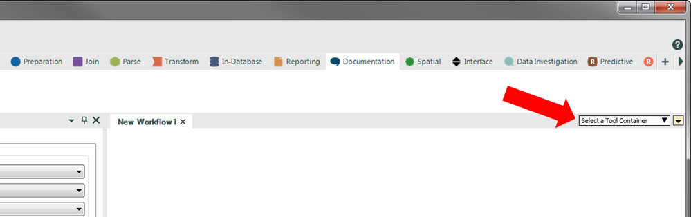 Navigating the Canvas: Tool Container selection list - Alteryx