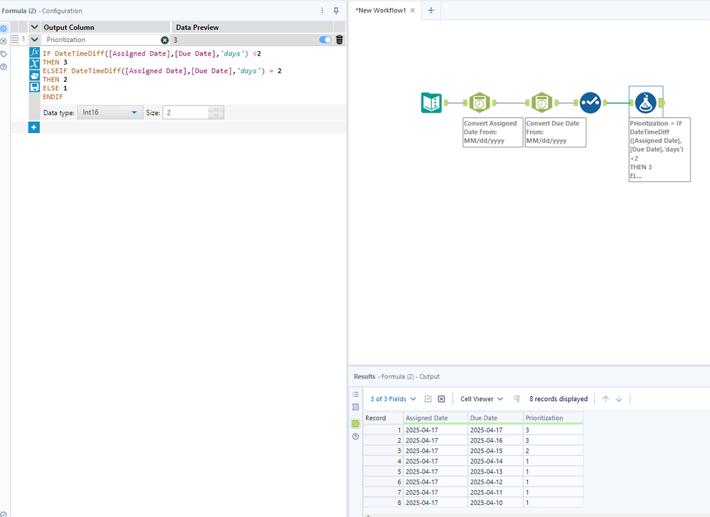 Date Time Function - Prioritization Depending on its Due Date - Alteryx