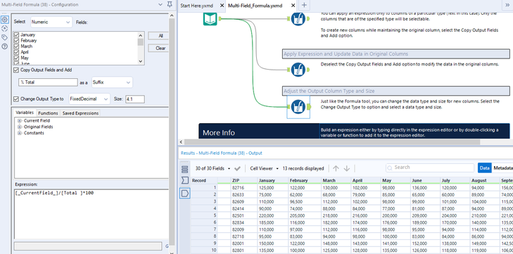 Multiplying multiple columns by fixed number - Alteryx