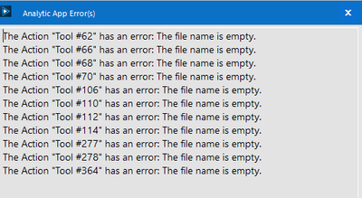 Action Tool Error - Alteryx