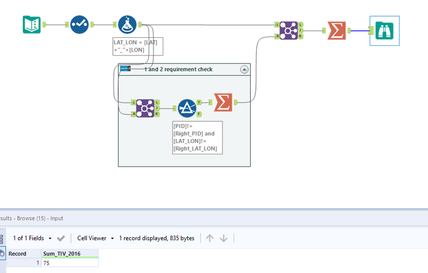 Get sum by filtering on two columns - Alteryx