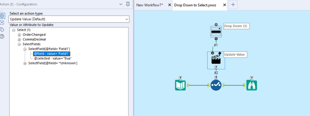 Drop Down Interface Tool to Select Tool - Alteryx