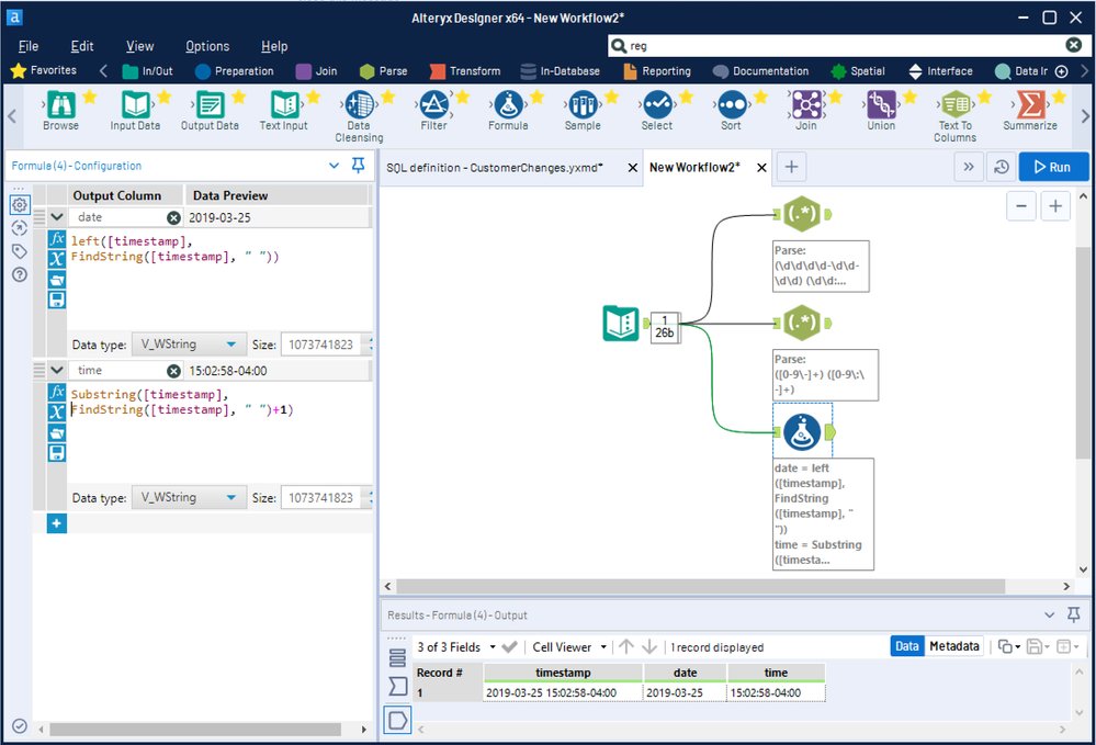 RegEx Separate Date and time - Alteryx