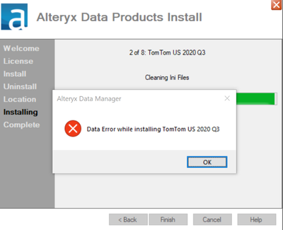 Alteryx Data Products Install Error - Alteryx