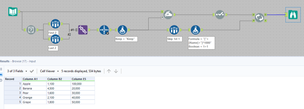 Dynamically Reference Columns with and output with formulas - Alteryx