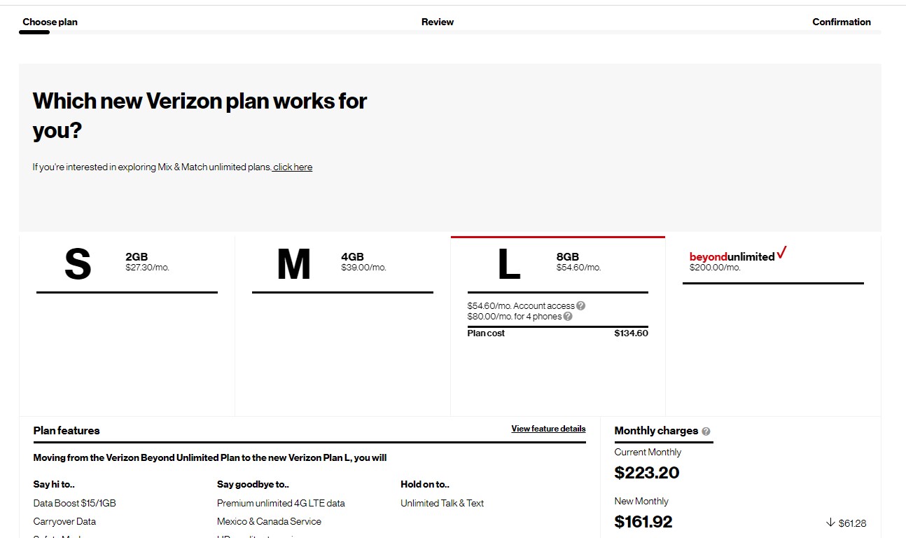 how to change my unlimited plans to limited data plans - Verizon