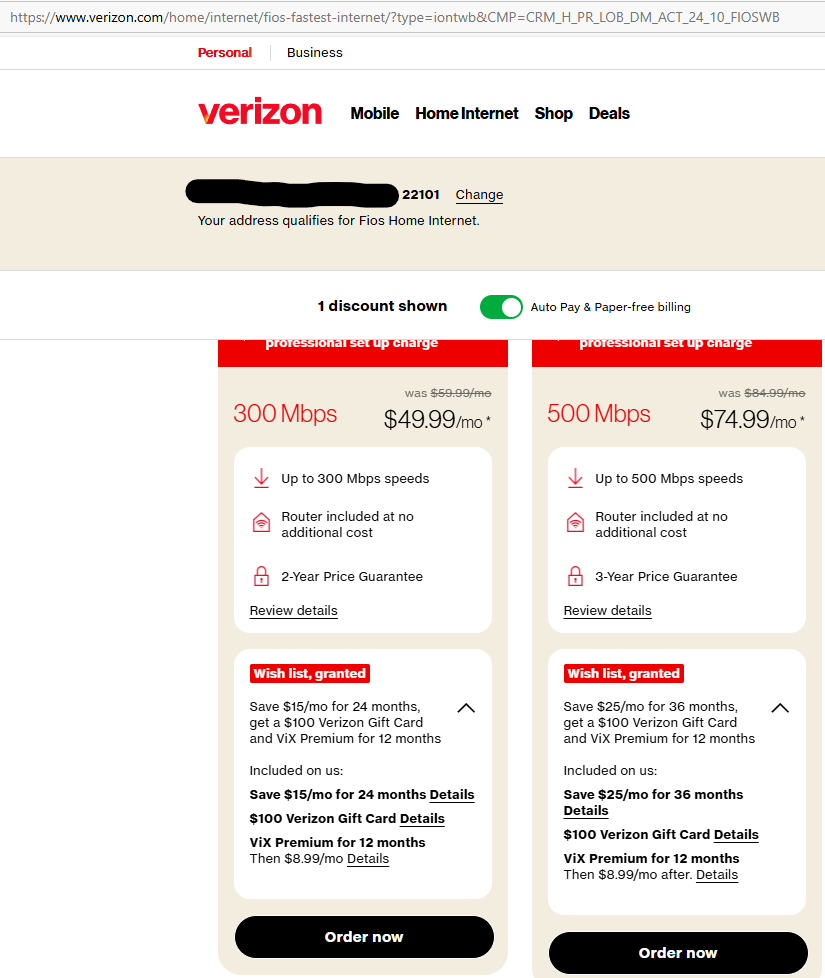 FIOS offer is not honored