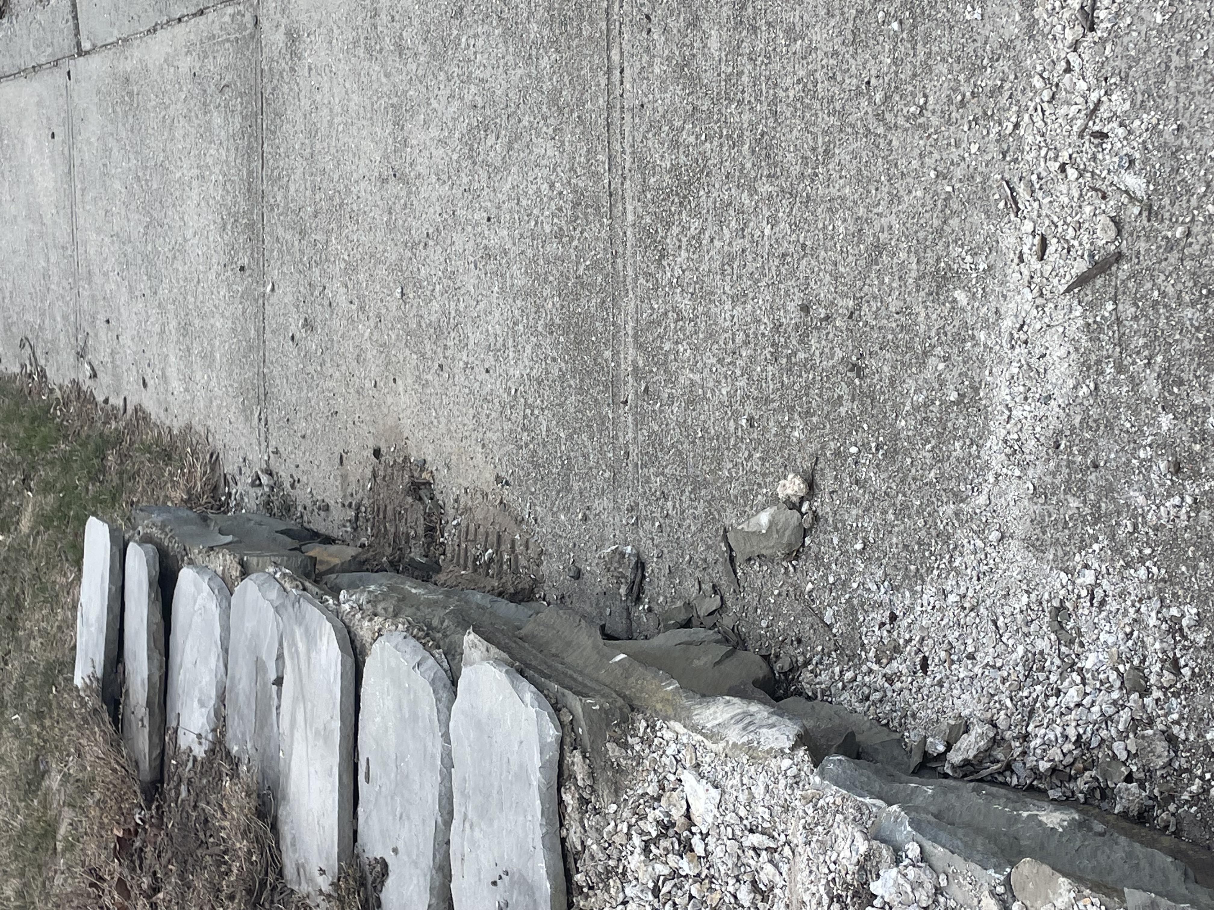 View of Wall - far end truck tire marks