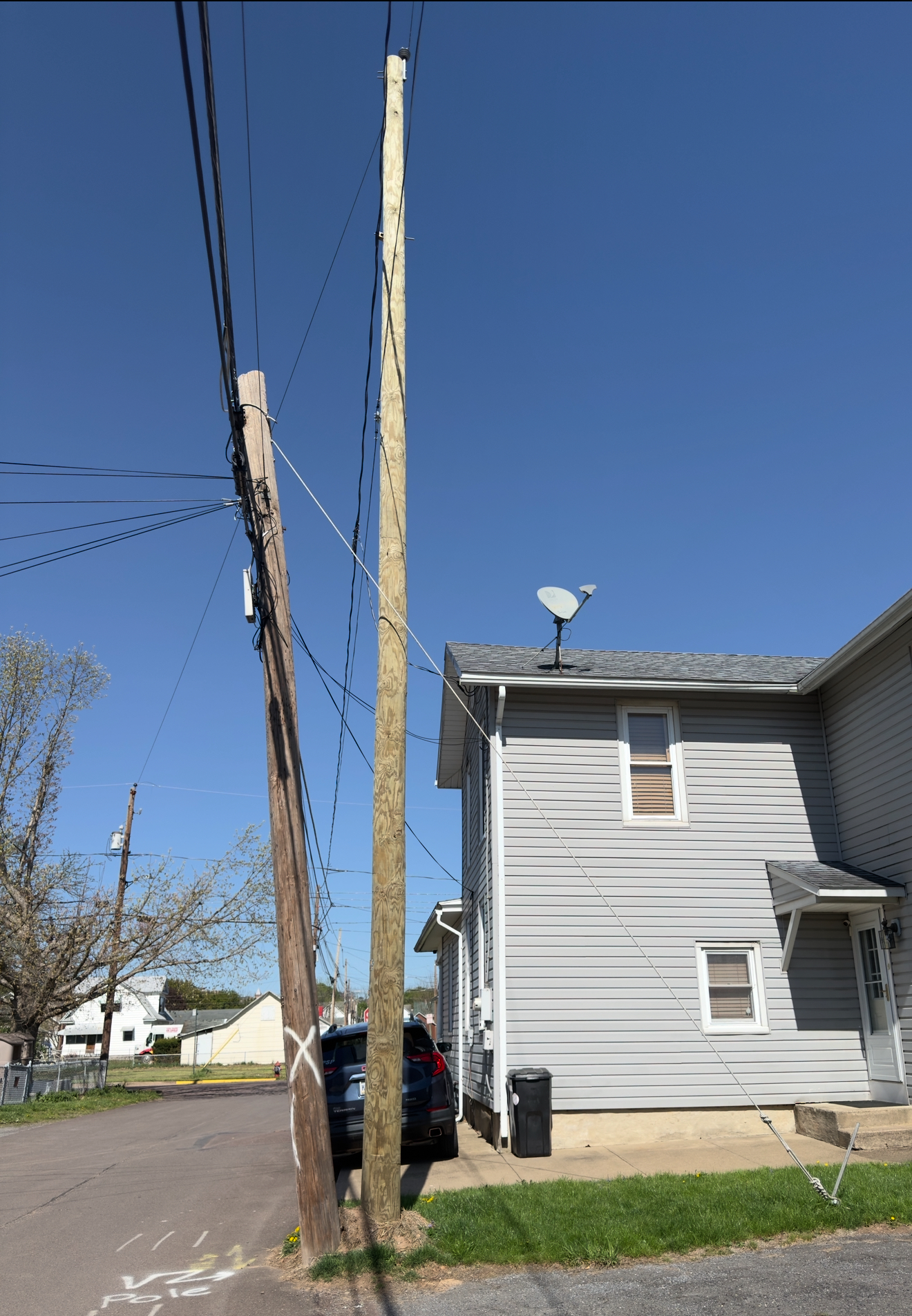 Leaning pole & guy rope