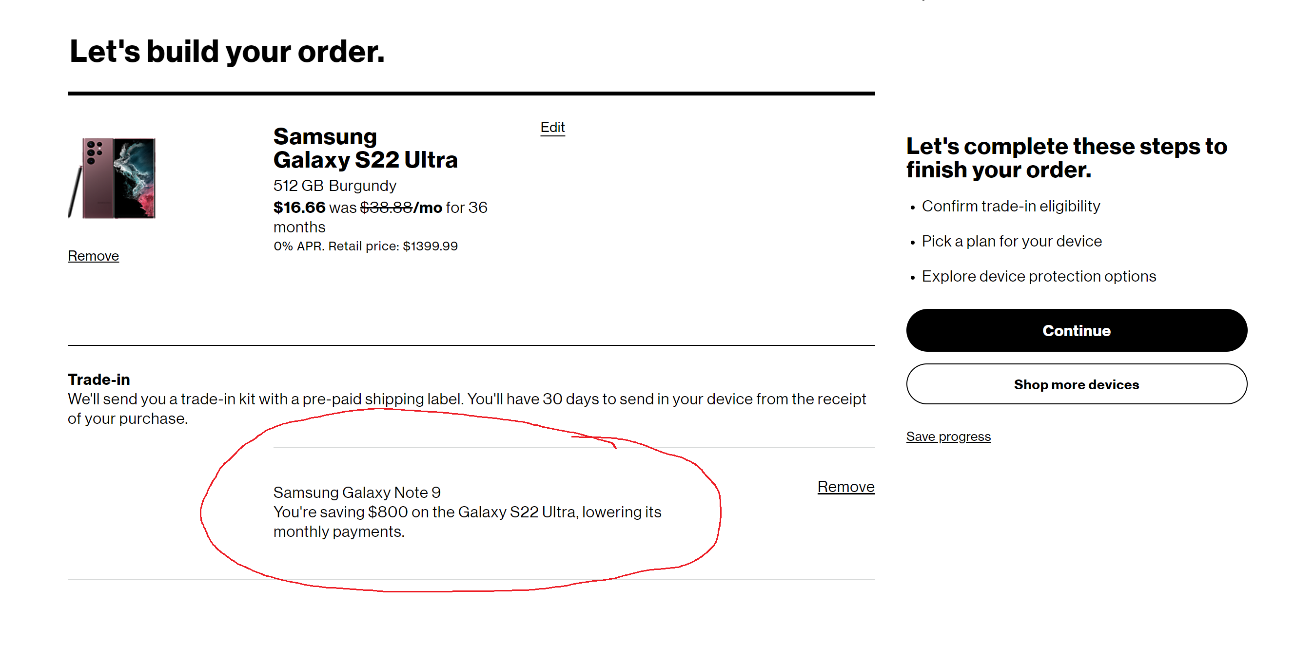 screen confirming $800 is what my trade in is worth.png