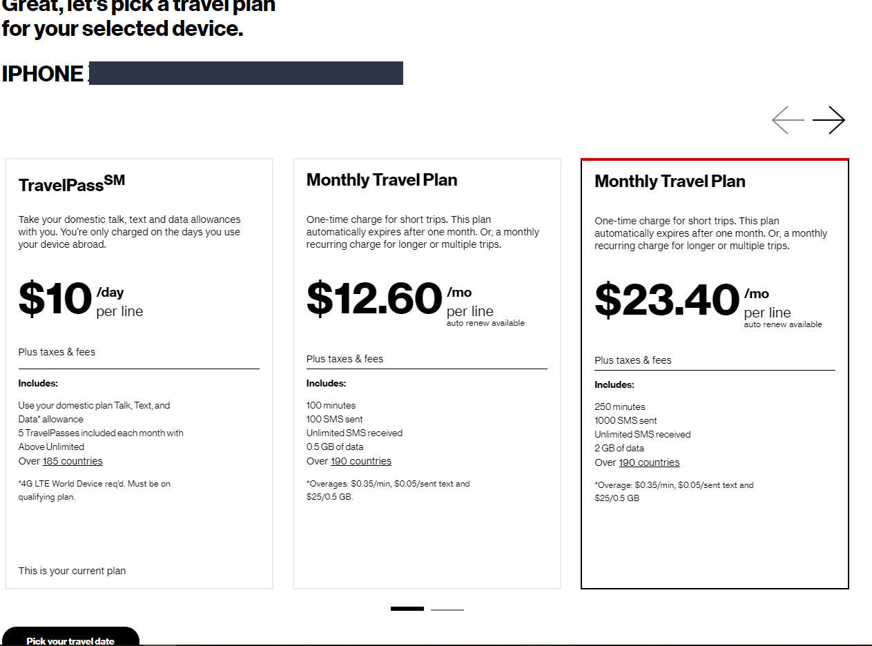 International Travel Plan Rates on Website - Verizon
