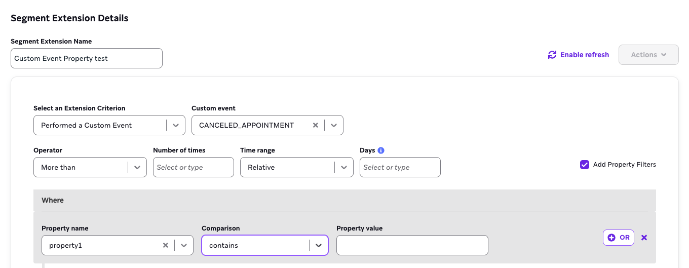 Segmenting on custom event properties without exact match - Braze Bonfire