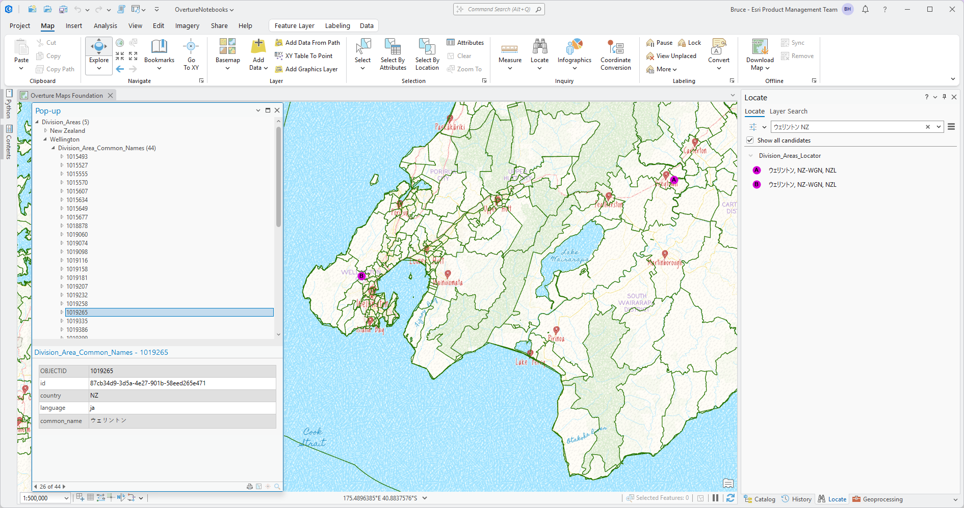 Geocoding from the Japanese name for Wellington, New Zealand