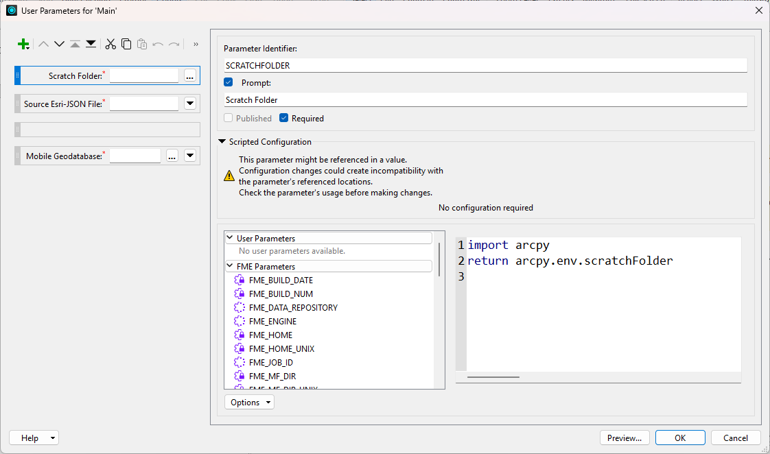 SCRATCHFOLDER scripted parameter
