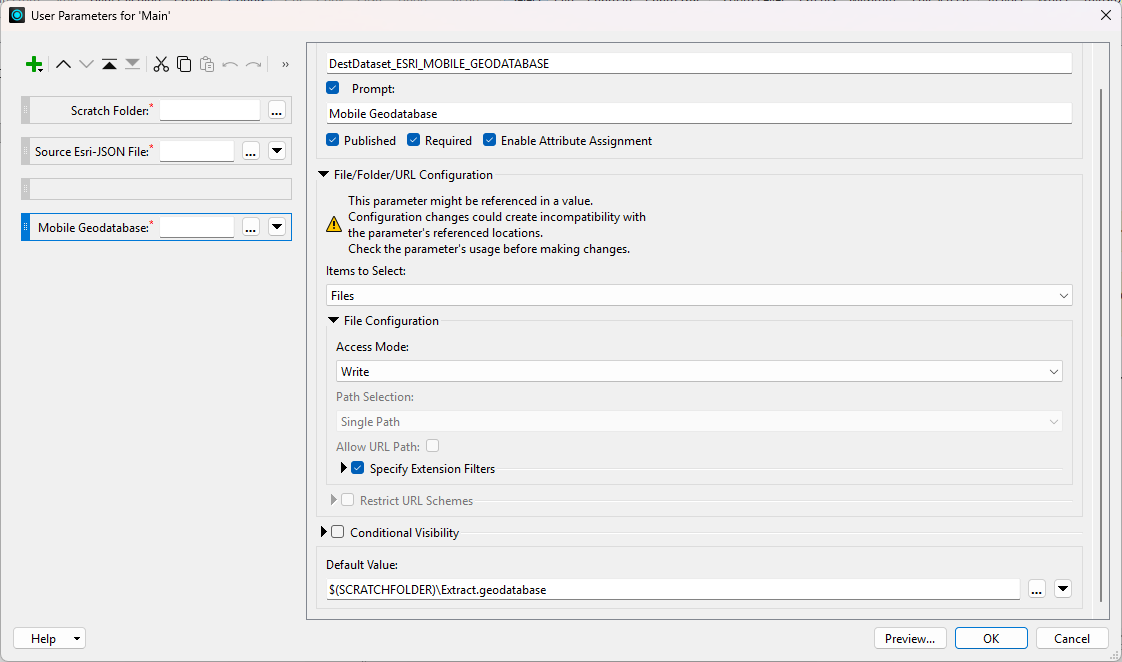 Mobile geodatabase output to scratch folder
