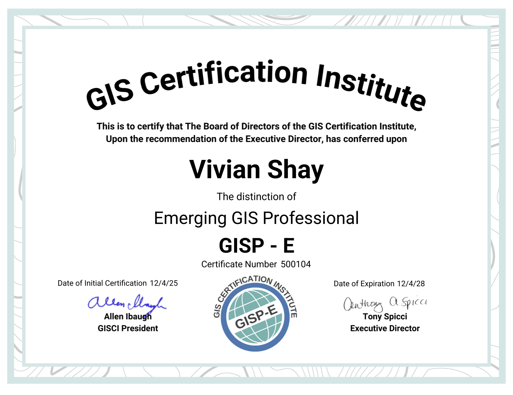 V Shay GISP-E Certification.png V Shay GISP-E Certification.png