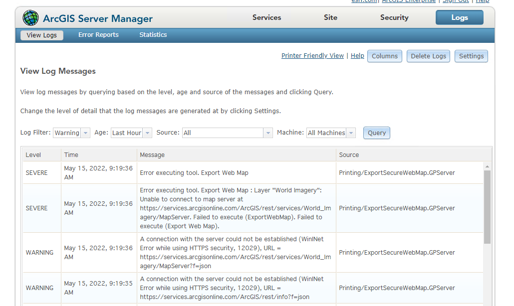 Connect Error webmap ArcGIS server 15 May 2022.PNG Connect Error webmap ArcGIS server 15 May 2022.PNG
