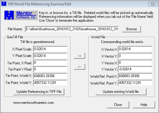 GeoTiff header vs. tfw information of input file