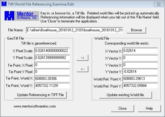 GeoTiff header vs. tfw information of output file