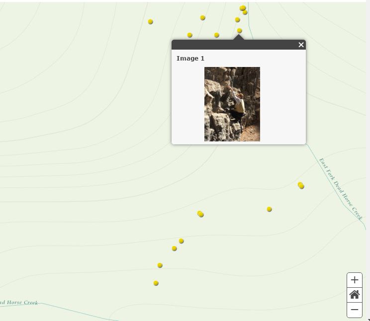 My photographs in their correct positions in the Hanging Lake and Spouting Rock Story Map.