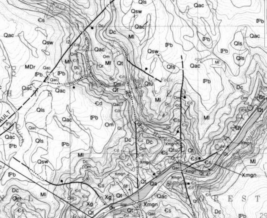 Geologic map of the Hanging Lake and Spouting Rock area.