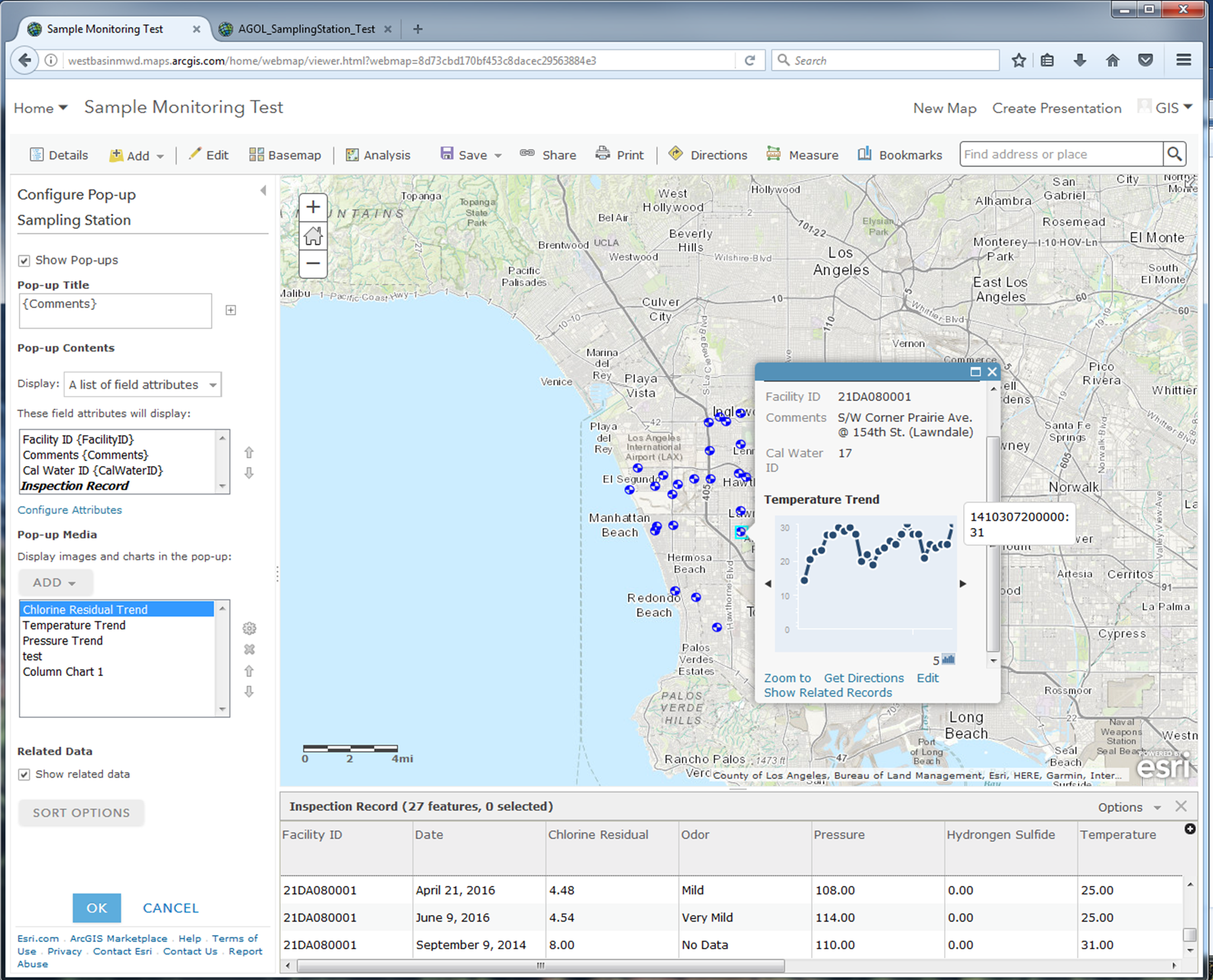Screenshot of Related Table and chart design