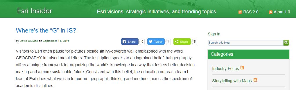 Sample Esri Insider essay about GIS in education