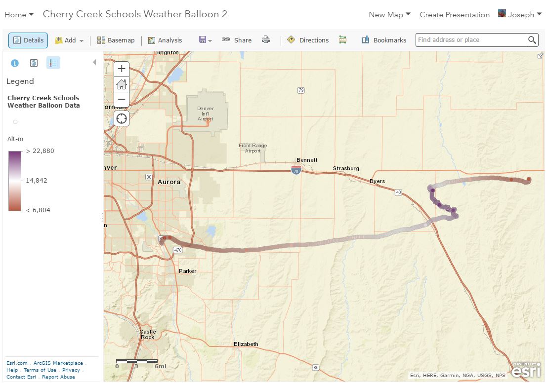 Cherry Creek School District Balloon Map in 2D