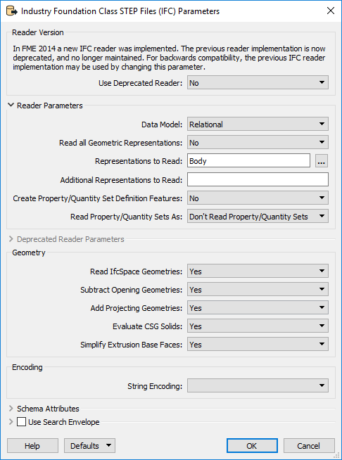 IFC parameters settings as in ESRI post.