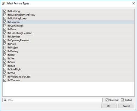 Choice of the Feature Types (I left everything checked as the default)
