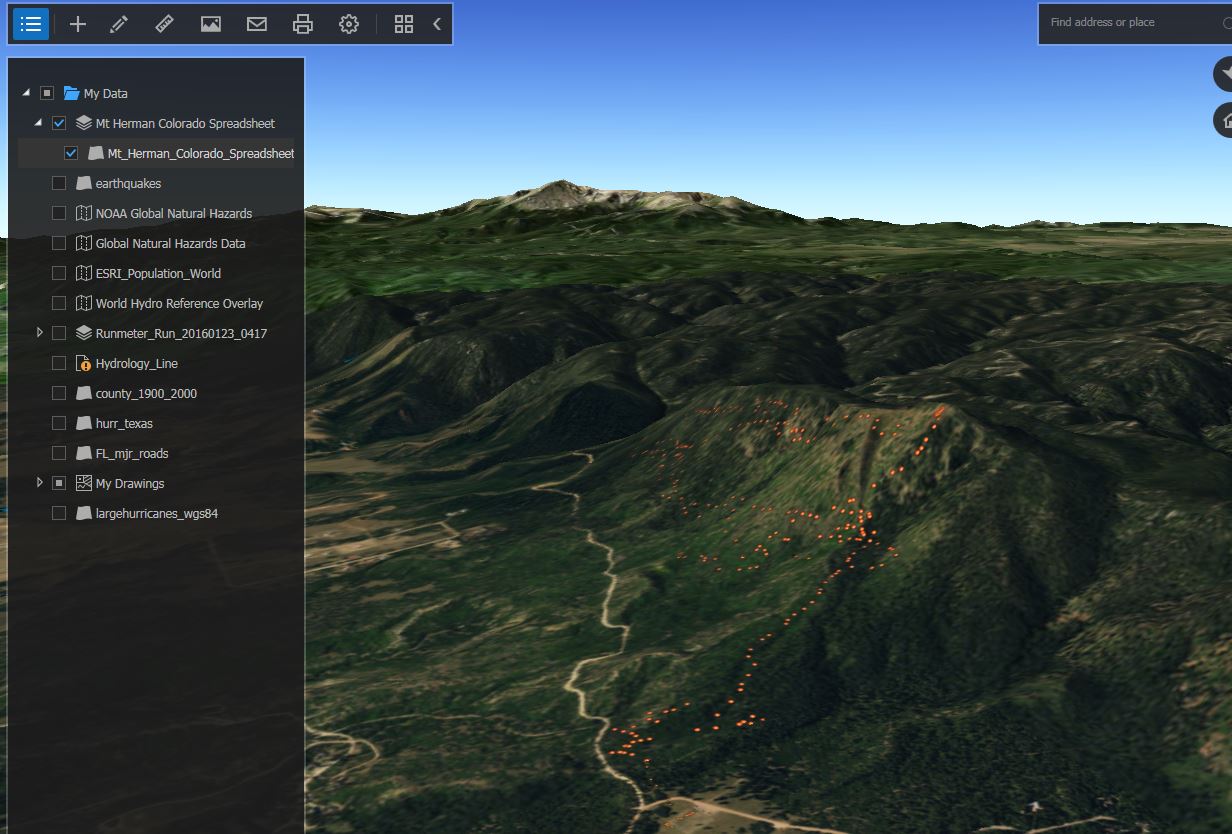 Paragliding track in ArcGIS Earth