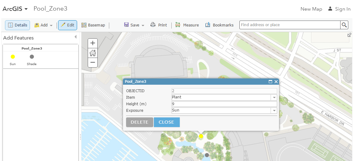 Part of the activity that uses ArcGIS Pro to create a geodatabase and a web map for field data collection.