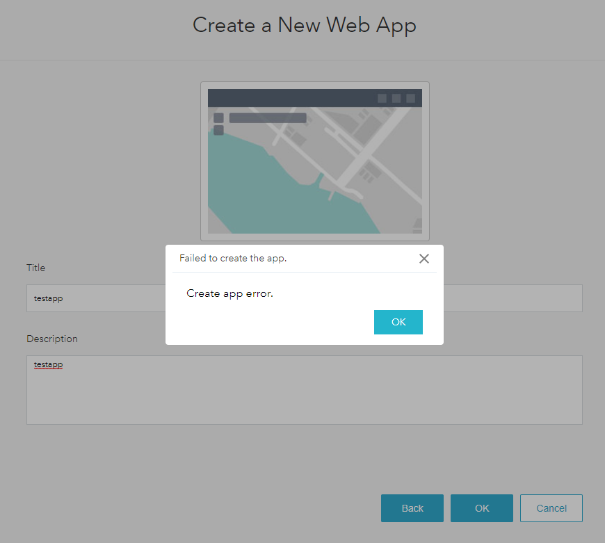 Failed to create the app. Create app error.