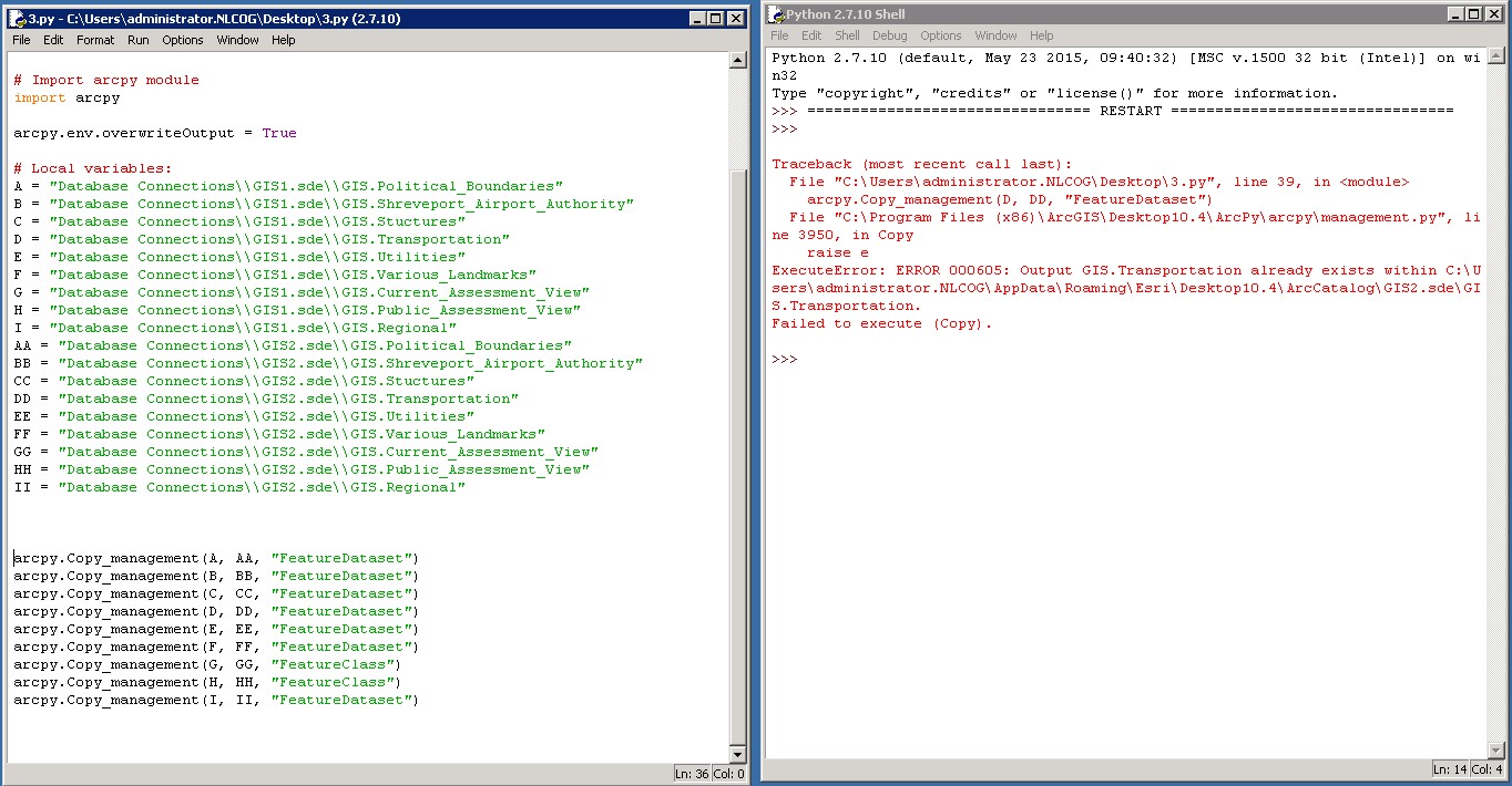 Python script and error message