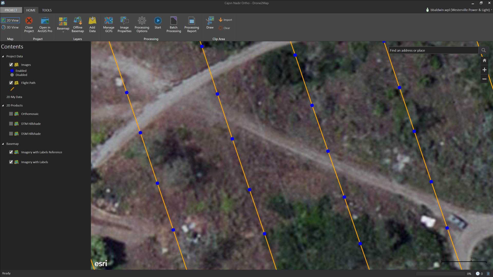 Flight paths before processing