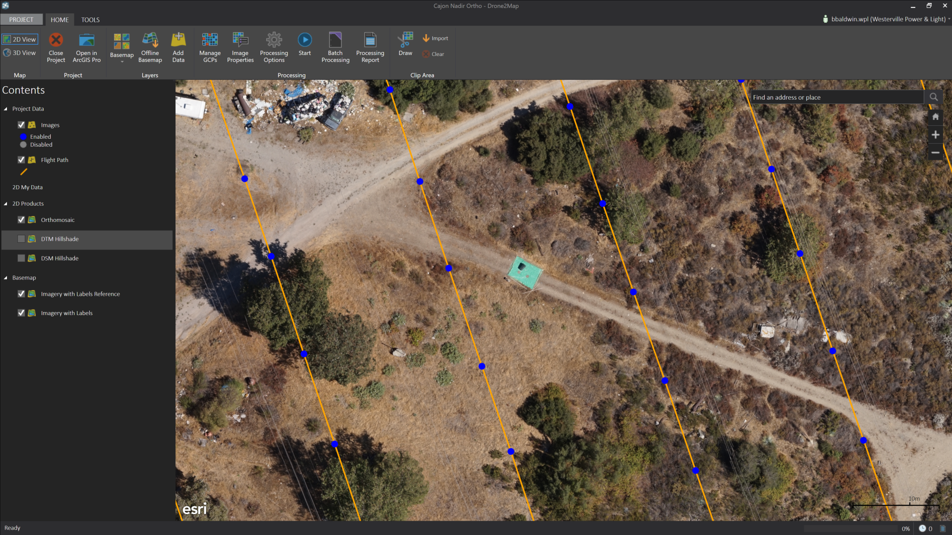Flight paths after processing