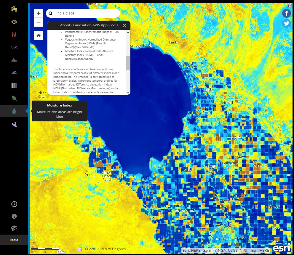 Landsat image from the tool.