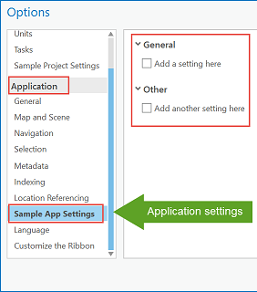 Custom application settings