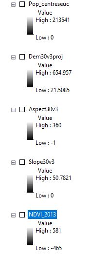 Screenshot of some of the explanatory layers
