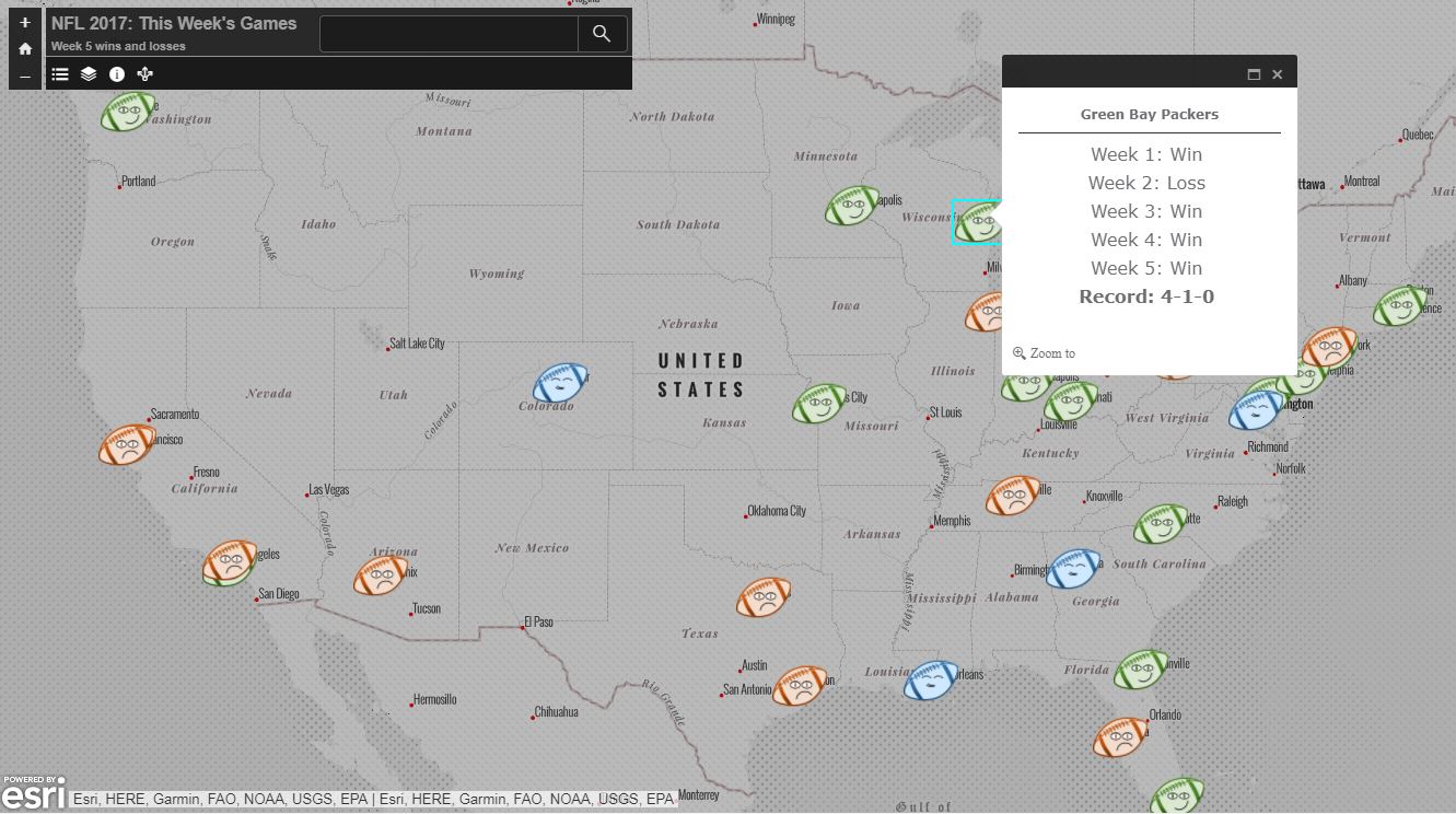NFL interactive map in ArcGIS Online