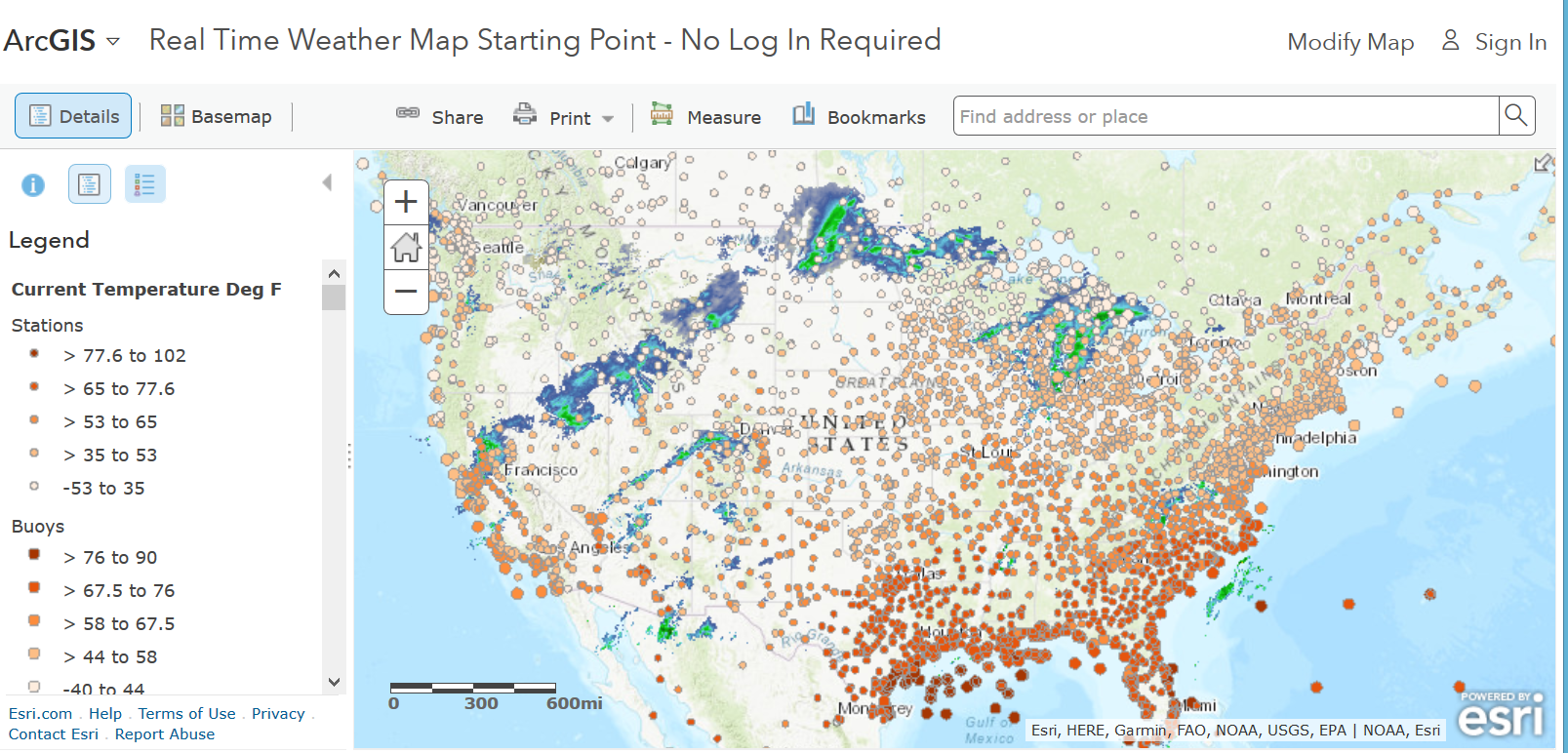 Real time weather map and data.