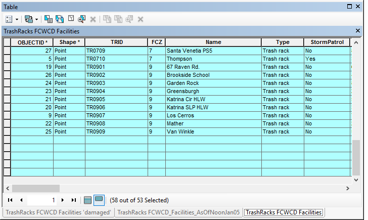 table view of records after records lost